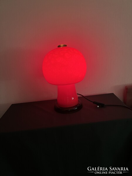Space age Karin Korn gomba alakú piros üveg lámpa VEB Görlitz (E0013)