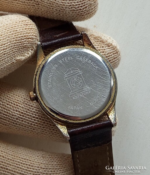 Retro Vintage Keystone Uniszex Quartz Karóra Bőr szíjal