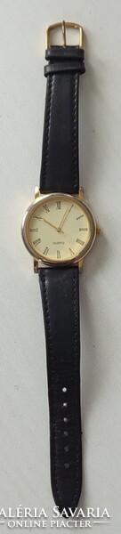 Retro Vintage Uniszex Quartz Karóra Bőrszíjal Aranyozott