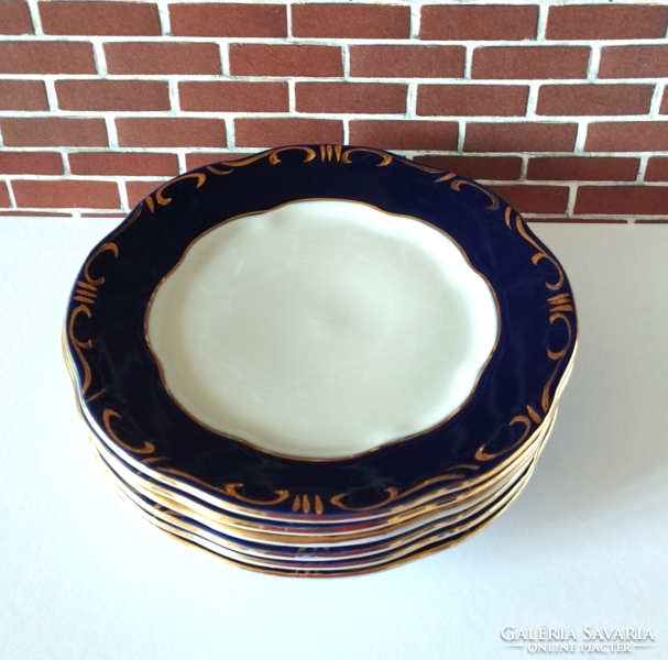 6 db Zsolnay Pompadúr III. süteményes,szendvicses porcelán tányér készlet