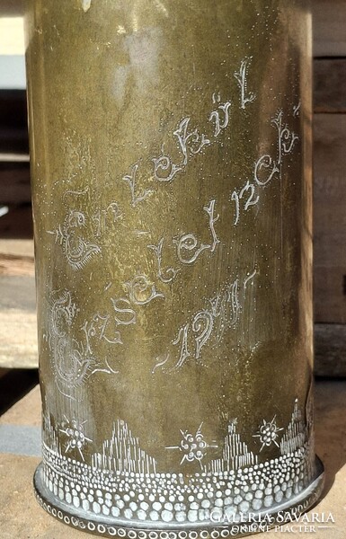 Antik réz töltényhüvely váza hadifogoly katonai 1941 militária