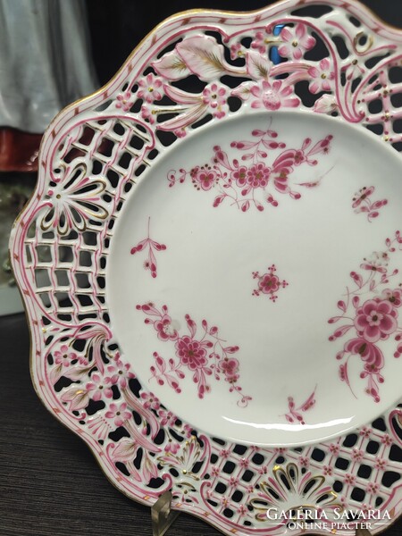 Antique Herendi broken Waldstein patterned decorative plate, around 1880