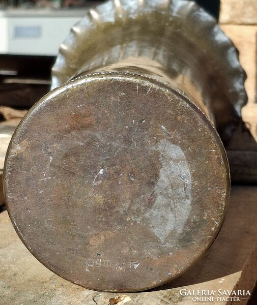 Antik réz töltényhüvely váza hadifogoly katonai 1941 militária