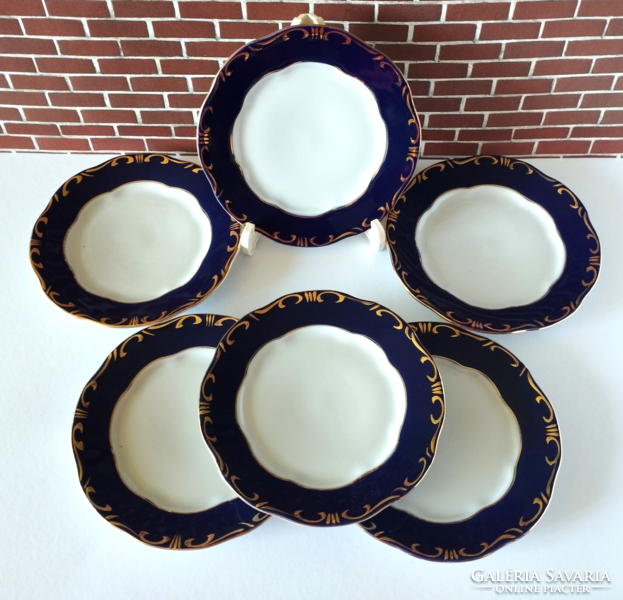 6 db Zsolnay Pompadúr III. süteményes,szendvicses porcelán tányér készlet