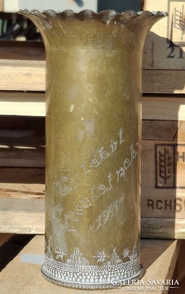 Antik réz töltényhüvely váza hadifogoly katonai 1941 militária