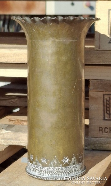 Antik réz töltényhüvely váza hadifogoly katonai 1941 militária