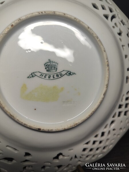 Antique Herendi broken Waldstein patterned decorative plate, around 1880