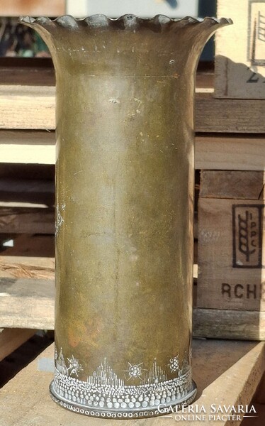 Antik réz töltényhüvely váza hadifogoly katonai 1941 militária