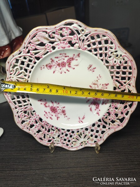 Antique Herendi broken Waldstein patterned decorative plate, around 1880