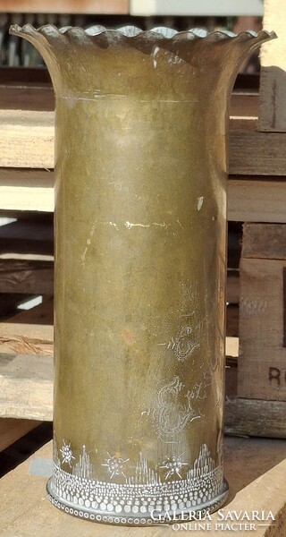 Antik réz töltényhüvely váza hadifogoly katonai 1941 militária