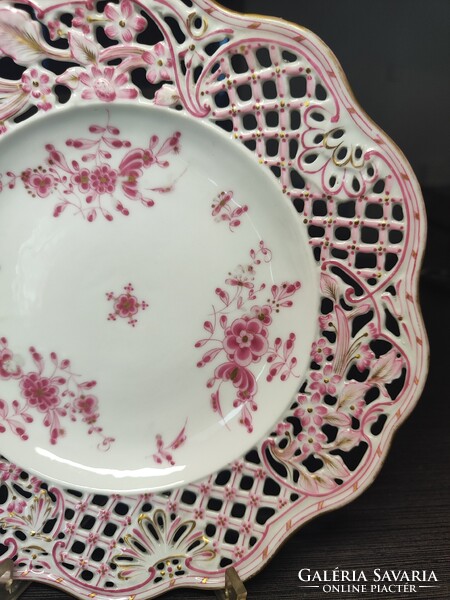 Antique Herendi broken Waldstein patterned decorative plate, around 1880