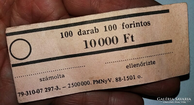 Retro 1979 - MAGYAR PÉNZNYOMDA 100 FORINT BANKJEGY KÖTEGELŐ 10.000,- forinthoz a képek szerint