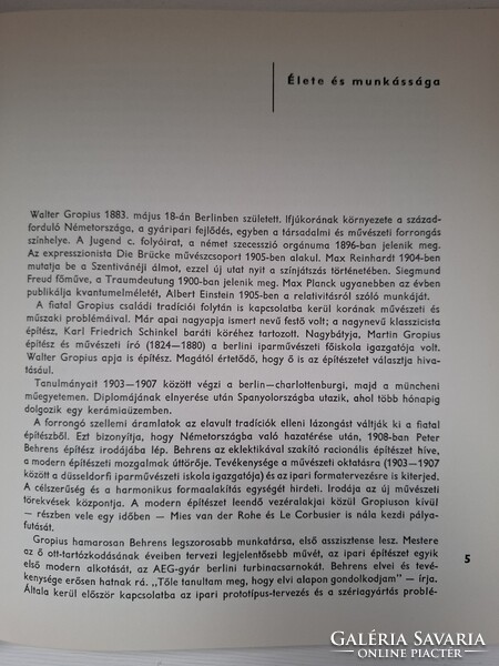 Walter Gropius – Preisich Gábor monográfiája – Bauhaus, modern építészet, 1972, Akadémiai Kiadó