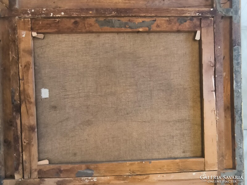 Gyönyörű antik Olaj vászon tàjkép festmény.Àcs Àgoston aratàs , betakarítás