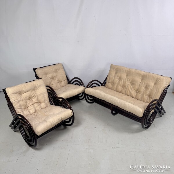 Retro francia rattan ülőgarnitúra 1970