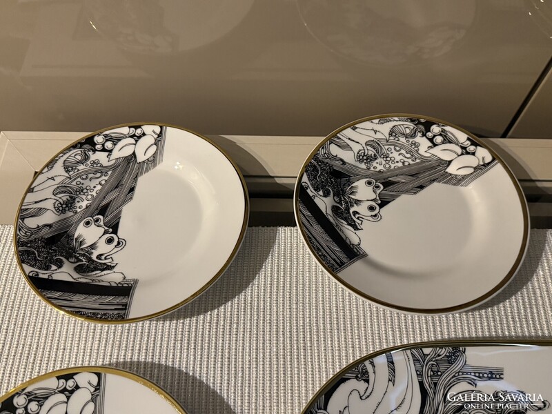 Hollóházi porcelán Szász Endre süteményes/szendvicses készlet