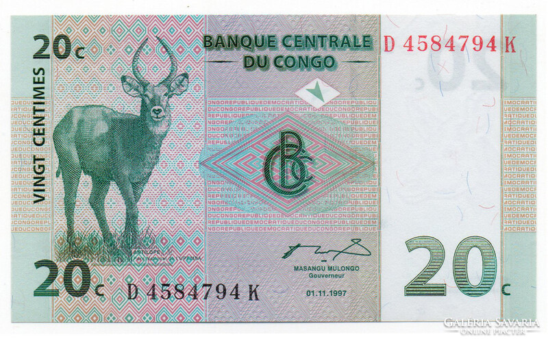 Kongó 20 Cent Bankjegy 1997 P83a