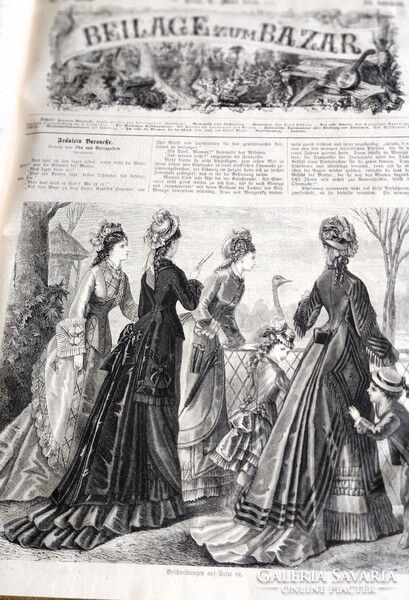 1876 NÉMET NŐ MAGAZIN 196 OLDAL EGYBEKÖTVE KÉZIMUNKA DIVAT RENGETEG ÉRTÉKES ACÉLMETSZET IRODALOM