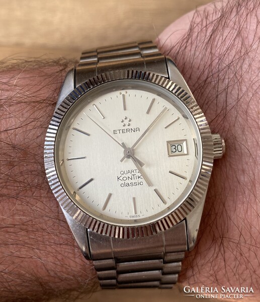 ETERNA KONTIKI KORONAZÁRAS ACÉL KVARCÓRA ROLEX DATEJUST FAZON