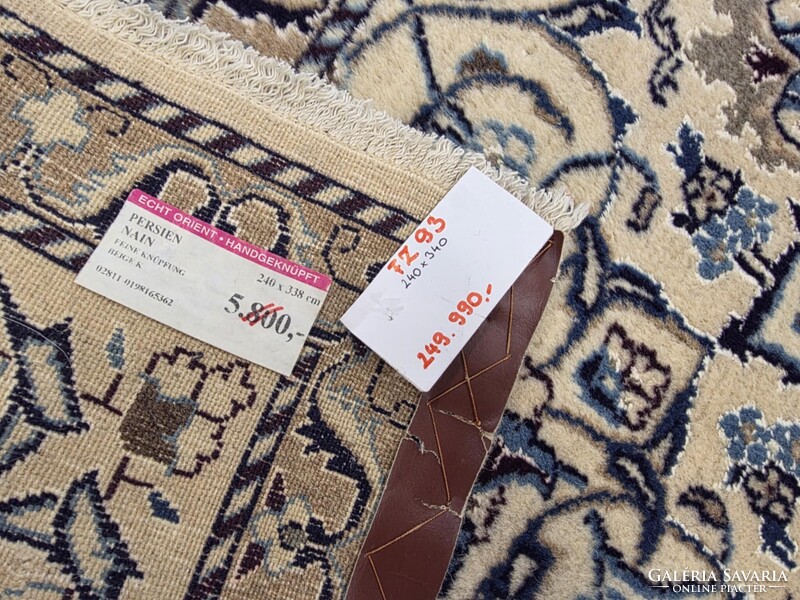 Álomszép hatalmas selyemkontúros iráni nain  240x340 kézi gyapjú perzsa szőnyeg FZ93