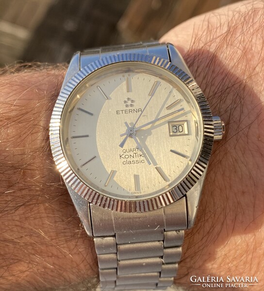 ETERNA KONTIKI KORONAZÁRAS ACÉL KVARCÓRA ROLEX DATEJUST FAZON