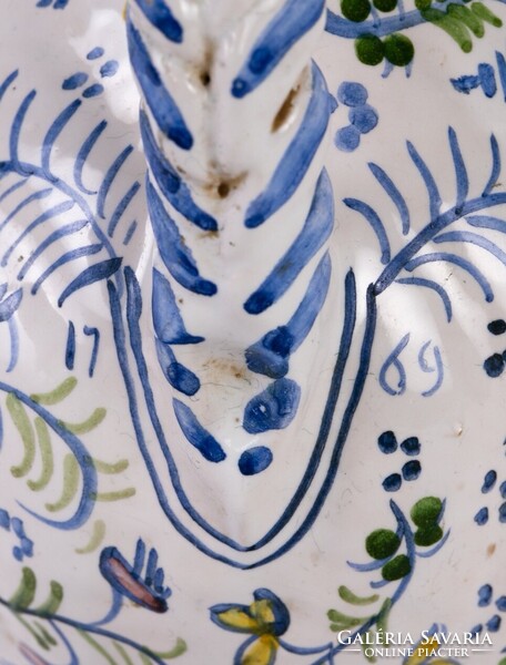 Antik, ónmázas fajansz kancsó, datált: 1769! Ón szerelékkel, szinte hibátlan!