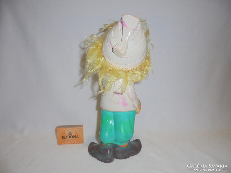 Retro Pinokkió gumi játék baba, figura 25 cm - az orosz Aranykulcsocska meséből