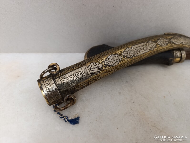 Antik Jambiya arab perzsa Szíria Marokkó berber tőr rátétes sárgaréz kés fegyver XX. sz. 223 5271