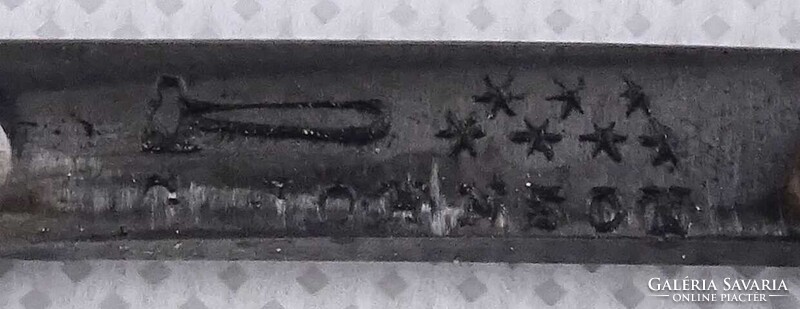 1X431 Antik jelzett szaru nyelű borotva bőr tokban