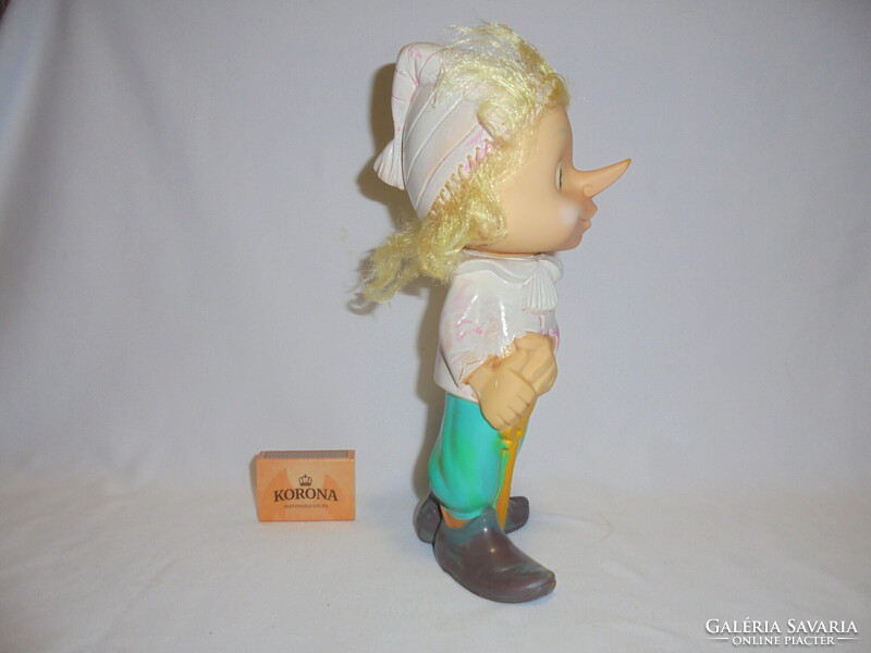 Retro Pinokkió gumi játék baba, figura 25 cm - az orosz Aranykulcsocska meséből