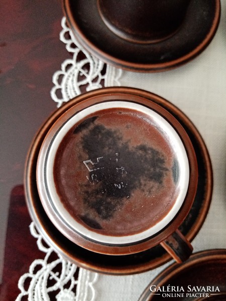 Skandináv / finn  Arabia  Finland Ruska  kerámia kávés / teás csésze, csészealj, cukortartó fedéllel