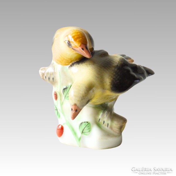 Herendi porcelán madárpár, 7 cm magas sárgarigópár