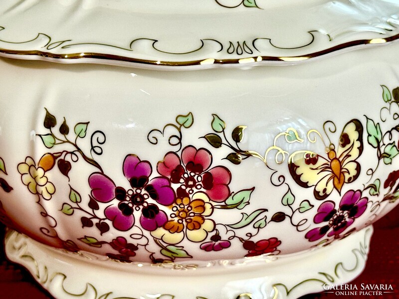 Új Zsolnay pillangó mintás leveses tál