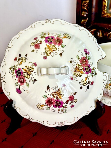 Új Zsolnay pillangó mintás leveses tál