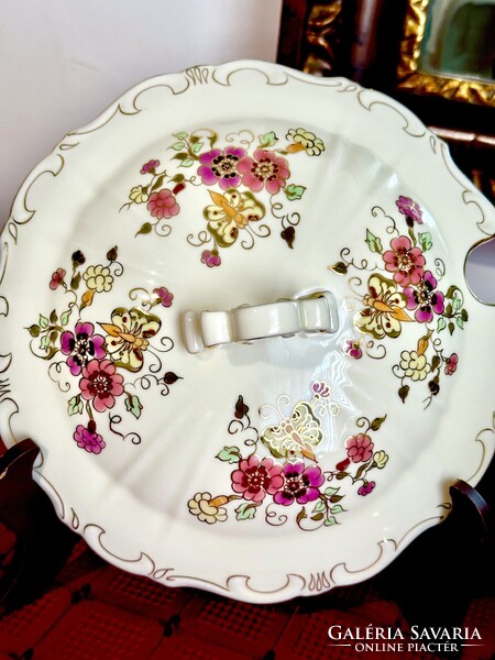 Új Zsolnay pillangó mintás leveses tál