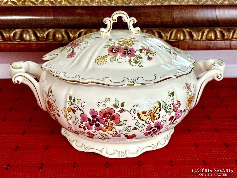 Új Zsolnay pillangó mintás leveses tál