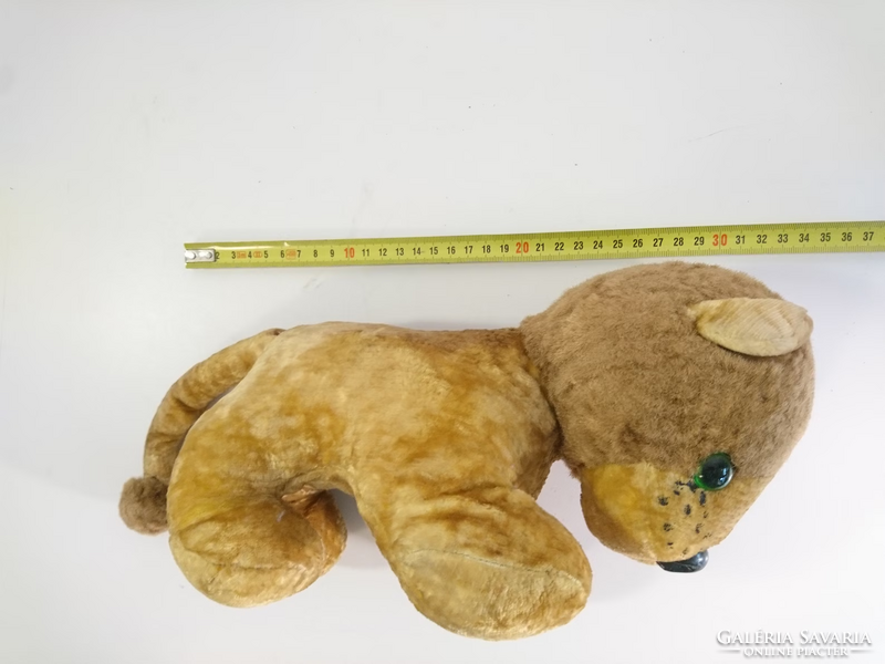 Vintage plüss oroszlán zöld üvegszemekkel kb. az 1960-as évekből
