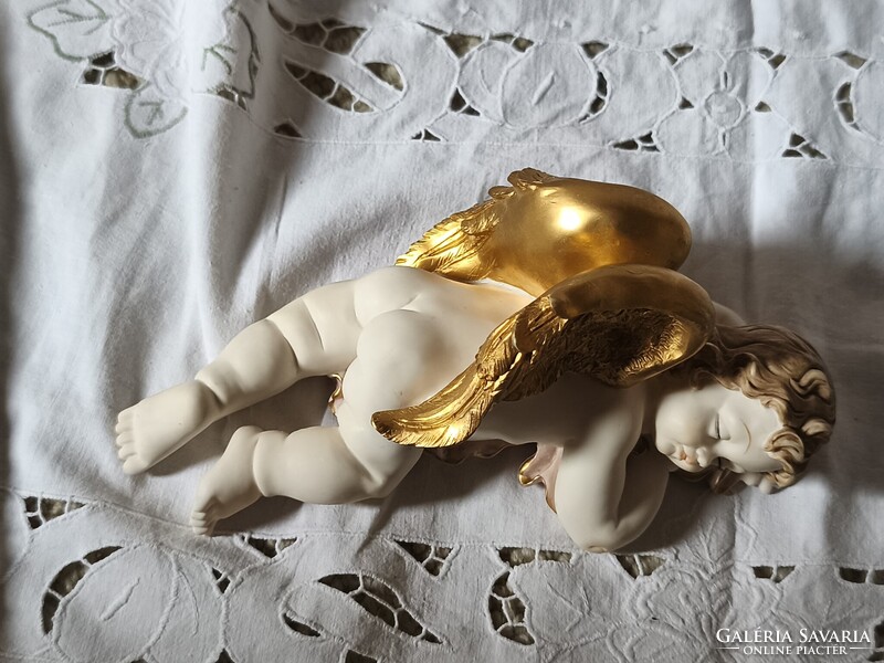 Gilde jelölt, barokkos, antikolt kerub, alvó angyalka, karácsonyi dekoráció