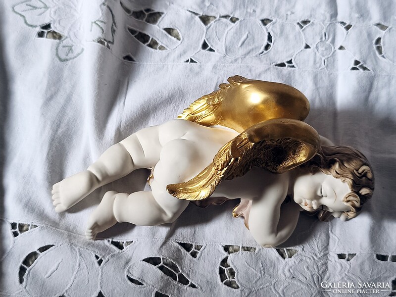 Gilde jelölt, barokkos, antikolt kerub, alvó angyalka, karácsonyi dekoráció