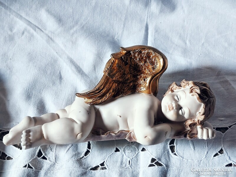 Gilde jelölt, barokkos, antikolt kerub, alvó angyalka, karácsonyi dekoráció