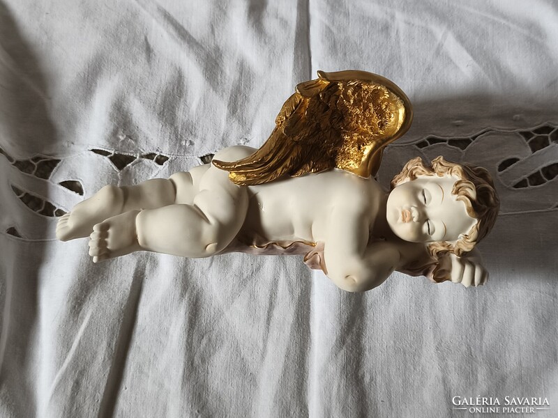 Gilde jelölt, barokkos, antikolt kerub, alvó angyalka, karácsonyi dekoráció