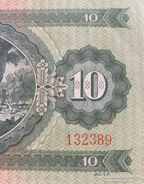 10 Forint 1962 P-168c VF fordított hátlapi nyomat bankjegy