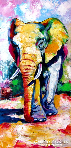 Walking majestic elephant - acrylic painting / Sétáló fenséges elefánt - akril festmény