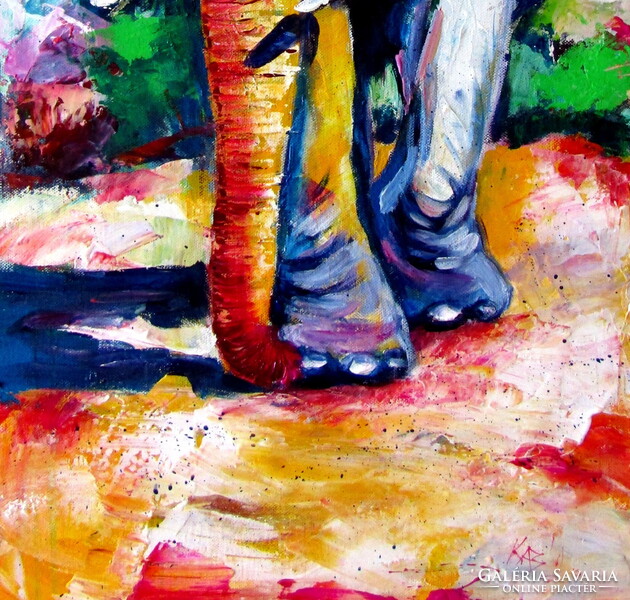 Walking majestic elephant - acrylic painting / Sétáló fenséges elefánt - akril festmény