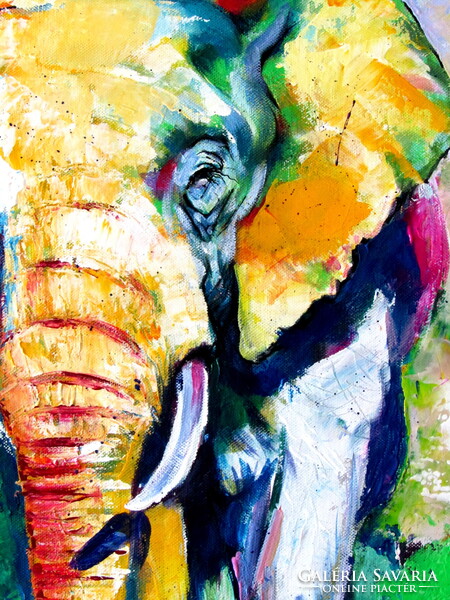 Walking majestic elephant - acrylic painting / Sétáló fenséges elefánt - akril festmény