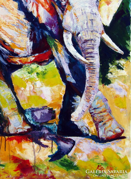 Walking majestic elephant II - acrylic painting / Sétáló fenséges elefánt II - akril festmény