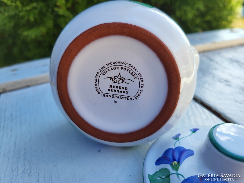 Herendi_kézzel festett petúniás mini sütőedény, sótartó