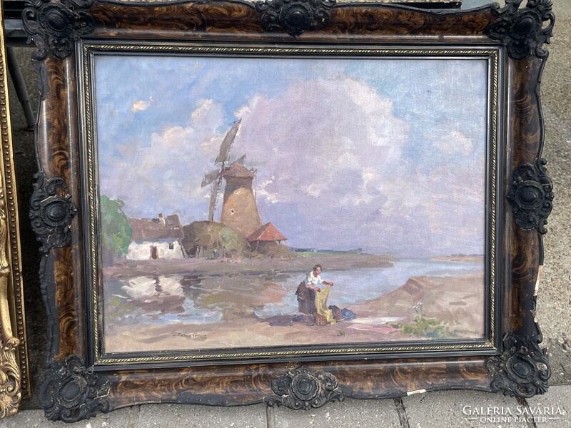 Cs.Farkas Lőrinc - Malomnál a parton..60x80cm+kerete