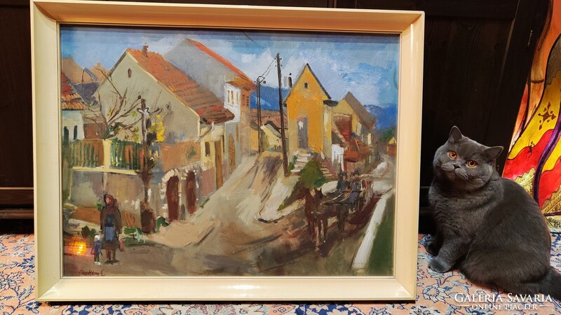 Séday Éva: Falusi utca / Képcsarnokos / 80x60 cm