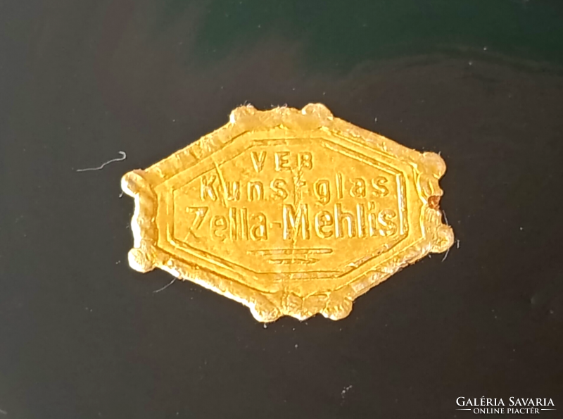 JELZETT KELET NÉMET "VEB KUNSTGLASS ZELLA MEHLIS"  HYALIT ÜVEG BONBONIER,CUKORKA TARTÓ